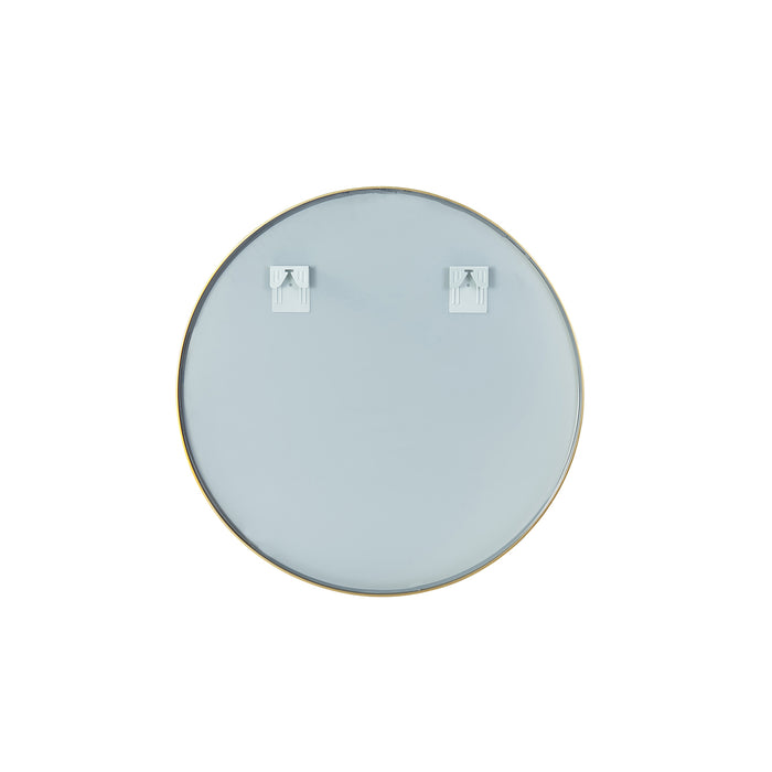 32-Inch Round Delos Bathroom Mirror Metal Frame Brushed Gold Wall Mount