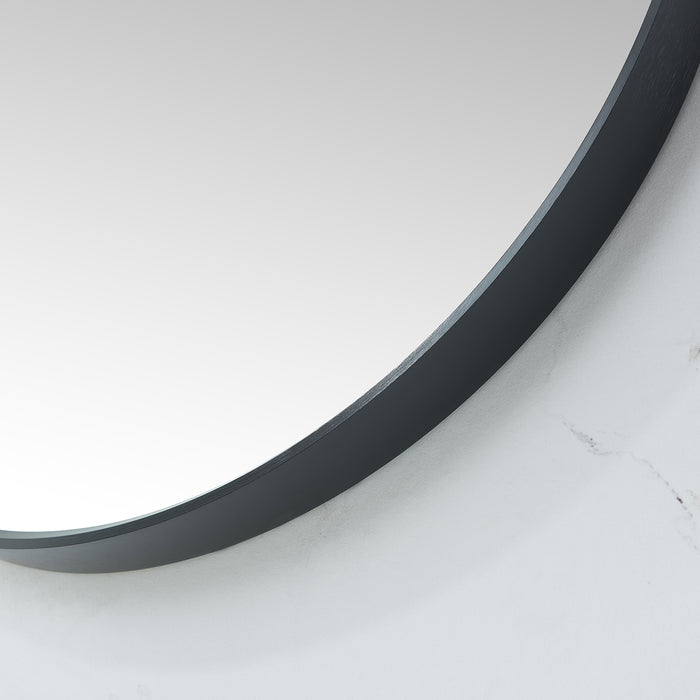 35.4-Inch Denal Round Metal Wall Mirror Brushed Black Bathroom Vanity