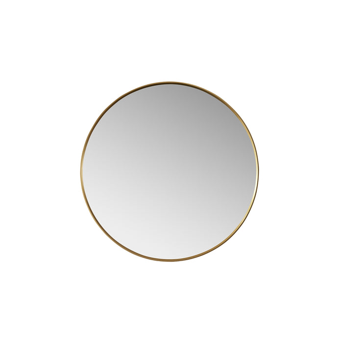 35-Inch Devlin Metal Frame Mirror – Brushed Gold Round Wall Mirror for Elegant Modern Décor