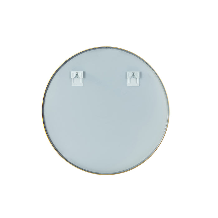 35-Inch Devlin Metal Frame Mirror – Brushed Gold Round Wall Mirror for Elegant Modern Décor