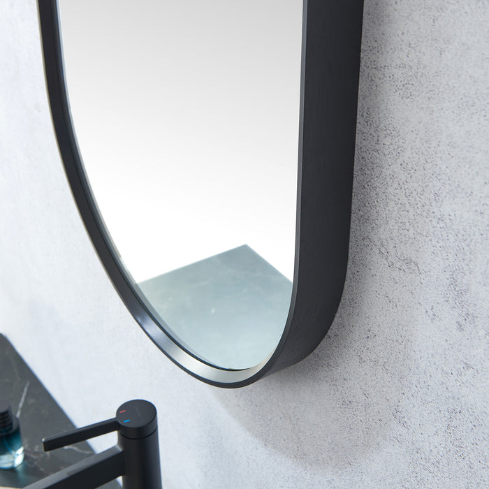 18x48 Affinity Oval Wall Mirror – Brushed Black Metal Frame with Sleek Vertical Design