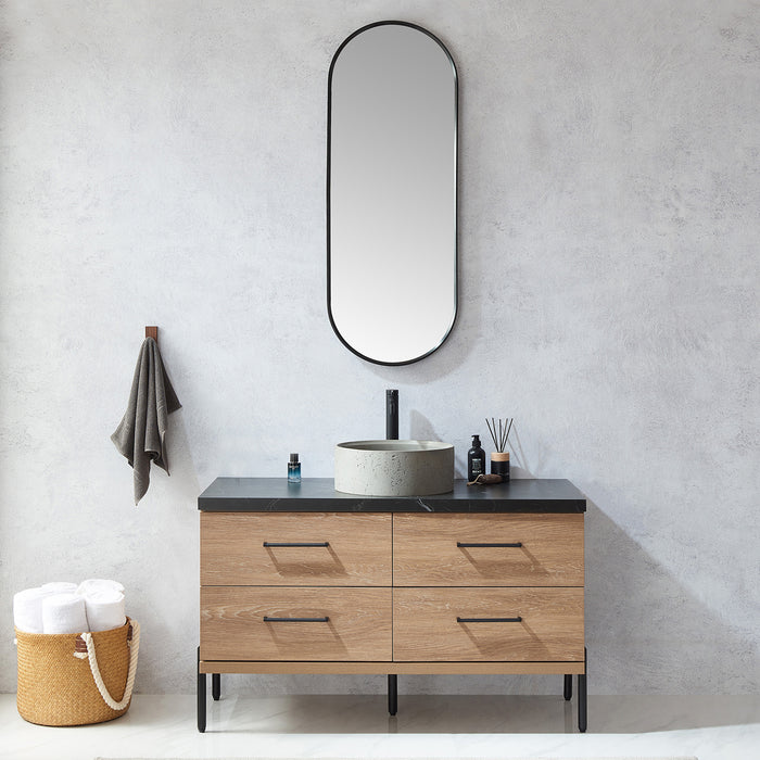 18x48 Affinity Oval Wall Mirror – Brushed Black Metal Frame with Sleek Vertical Design