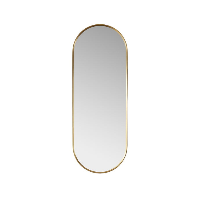 Alpenglow Brushed Gold Oval Mirror – 18" W x 48" H Vertical Wall-Mount Metal Frame for Elegant Spaces