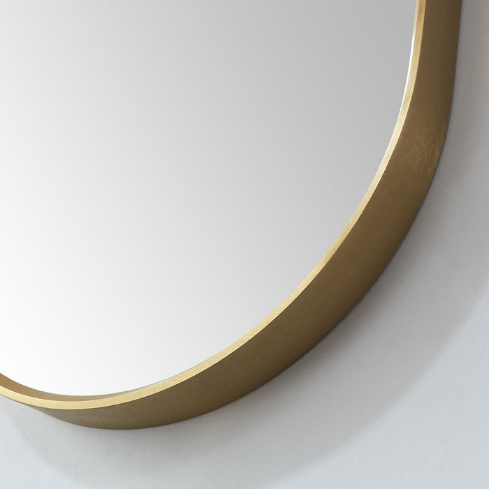 Alpenglow Brushed Gold Oval Mirror – 18" W x 48" H Vertical Wall-Mount Metal Frame for Elegant Spaces