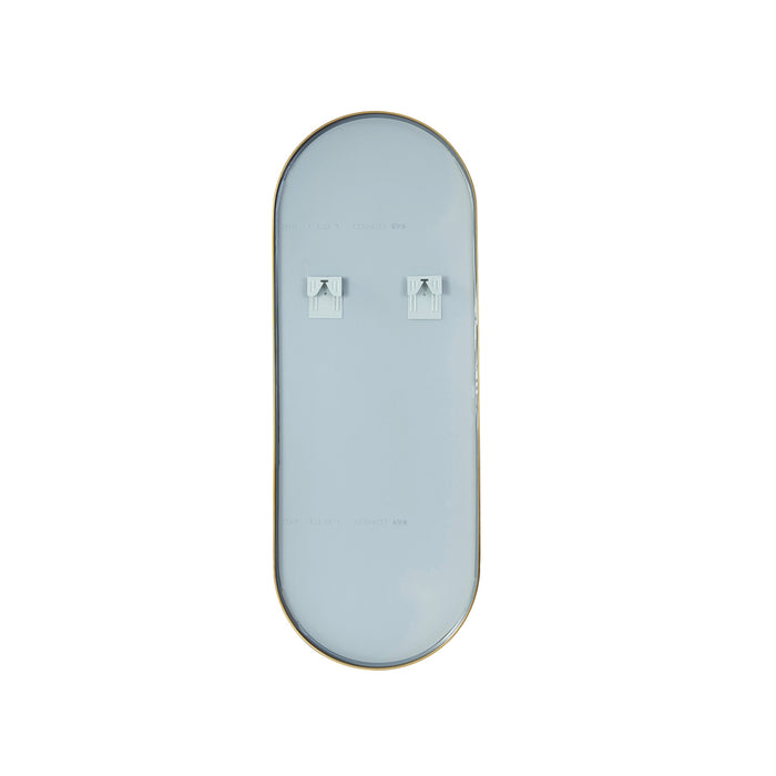Alpenglow Brushed Gold Oval Mirror – 18" W x 48" H Vertical Wall-Mount Metal Frame for Elegant Spaces