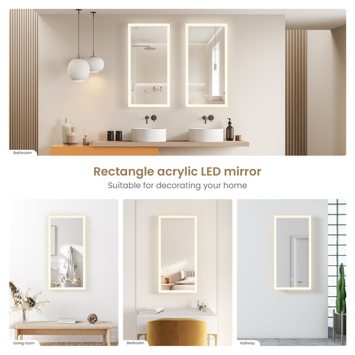 18"×40" Atlas Touch Control LED Mirror - Rectangular Frameless Vanity Mirror