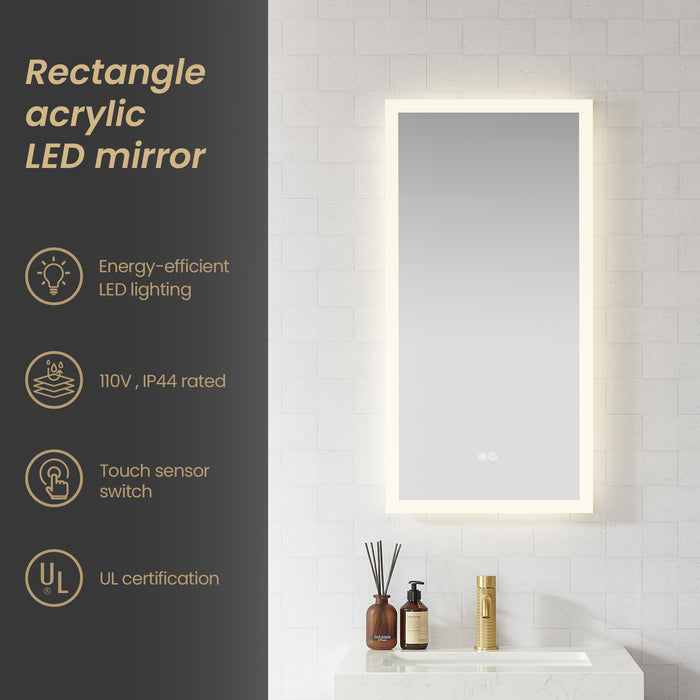 18"×40" Atlas Touch Control LED Mirror - Rectangular Frameless Vanity Mirror