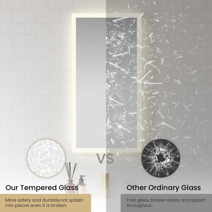 18"×40" Atlas Touch Control LED Mirror - Rectangular Frameless Vanity Mirror