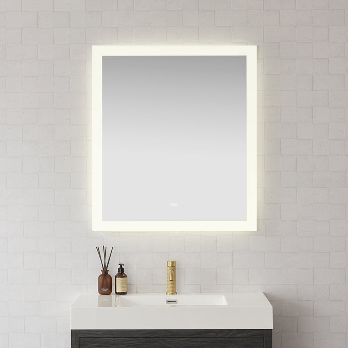 32" W x 36" H Aurora Rectangular LED Mirror - Frameless Acrylic Vanity Mirror with Touch Sensor