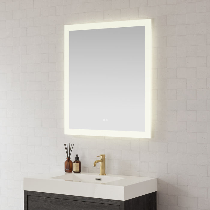 32" W x 36" H Aurora Rectangular LED Mirror - Frameless Acrylic Vanity Mirror with Touch Sensor