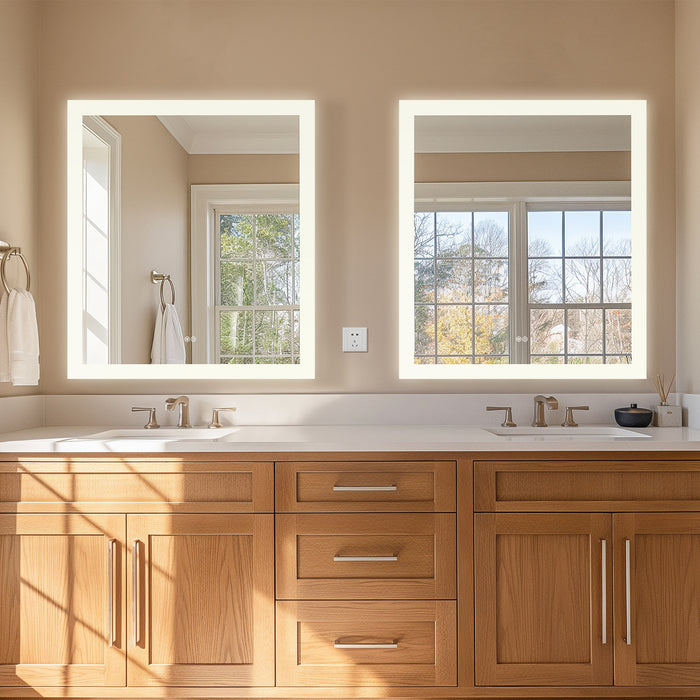 32" W x 36" H Aurora Rectangular LED Mirror - Frameless Acrylic Vanity Mirror with Touch Sensor