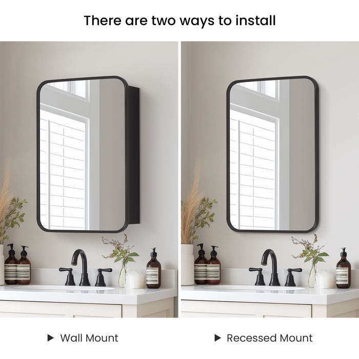 Orchard 16x24 Medicine Cabinet – Modern Brushed Black Aluminum with Mirror Front