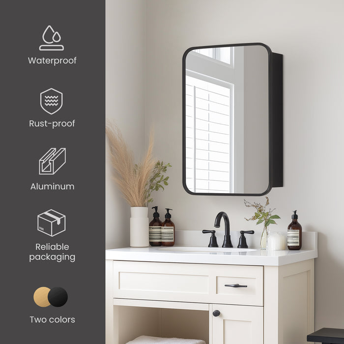 Orchard 16x24 Medicine Cabinet – Modern Brushed Black Aluminum with Mirror Front
