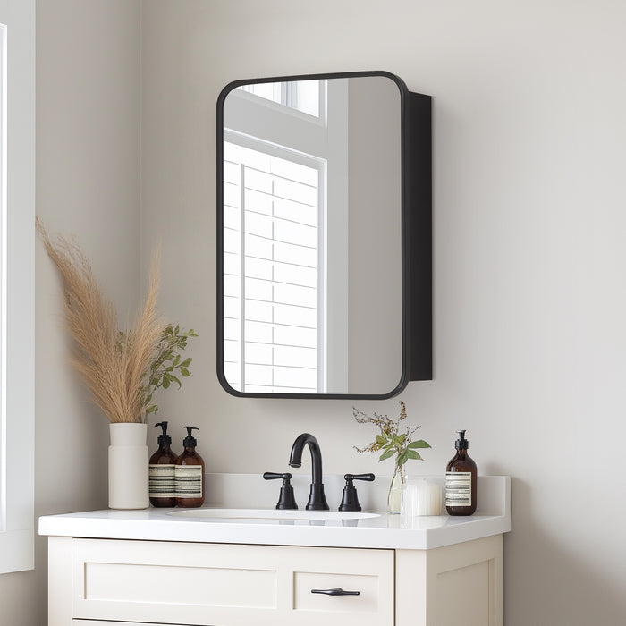 Orchard 16x24 Medicine Cabinet – Modern Brushed Black Aluminum with Mirror Front