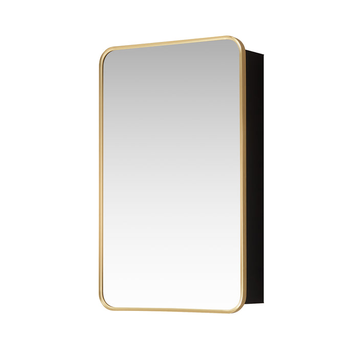 Pacifica Brushed Gold Mirror Cabinet – 20" W x 32" H Aluminum Medicine Cabinet for Modern Bathrooms
