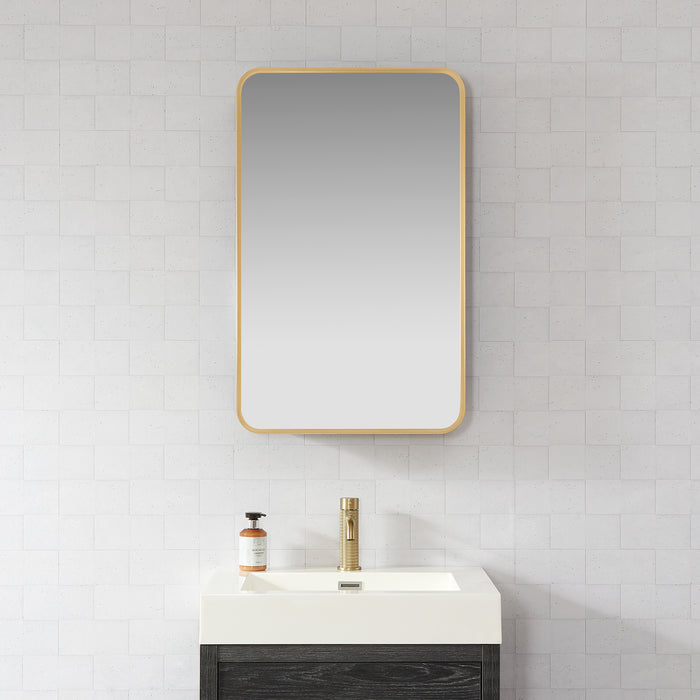 Pacifica Brushed Gold Mirror Cabinet – 20" W x 32" H Aluminum Medicine Cabinet for Modern Bathrooms