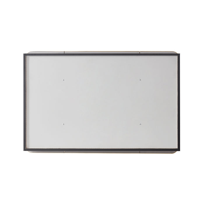 Pavois Modern Bathroom Cabinet – 48" W x 32" H Brushed Gold Aluminum Framed Mirror with Shelving