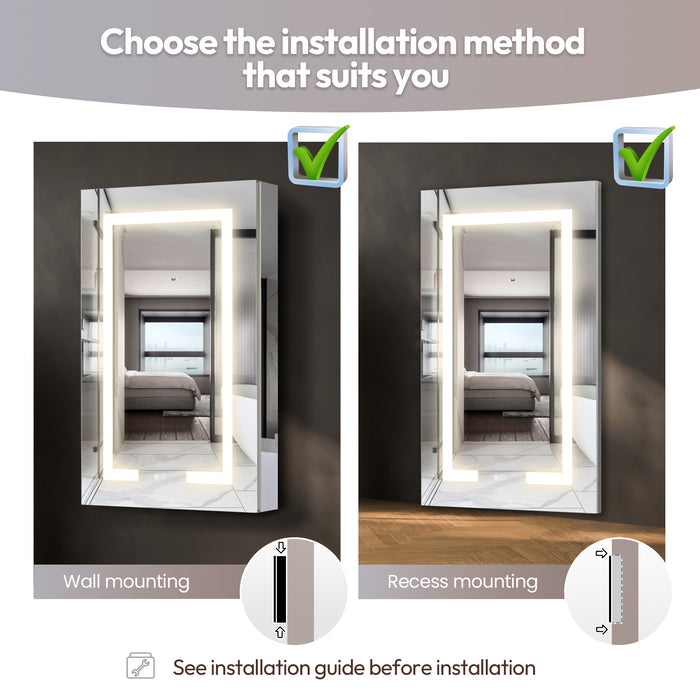 Liora LED Mirror Cabinet – 20x32 Rectangular Frameless Medicine Cabinet with Lights