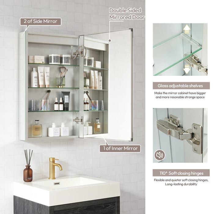 Liora LED Mirror Cabinet – 20x32 Rectangular Frameless Medicine Cabinet with Lights