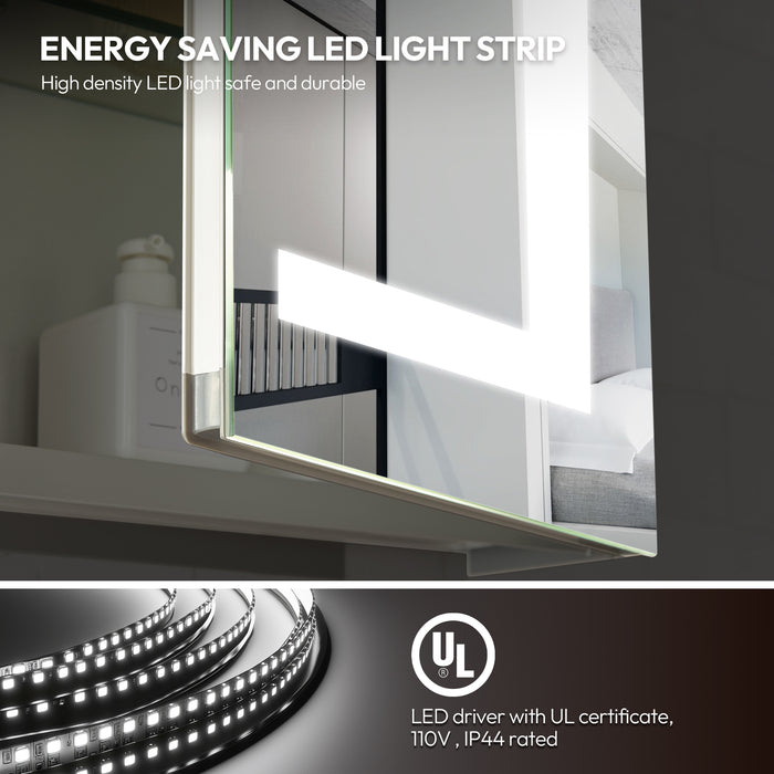 Liora LED Mirror Cabinet – 20x32 Rectangular Frameless Medicine Cabinet with Lights
