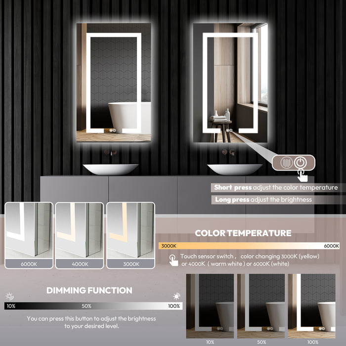 Liora LED Mirror Cabinet – 20x32 Rectangular Frameless Medicine Cabinet with Lights