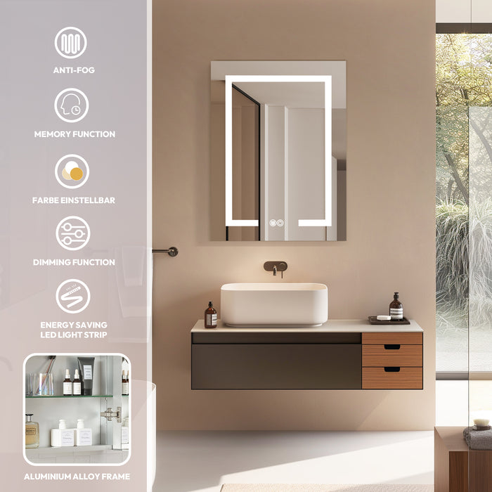 Loden 24x32 Lighted Medicine Cabinet – Modern Frameless LED Mirror with Aluminum Frame
