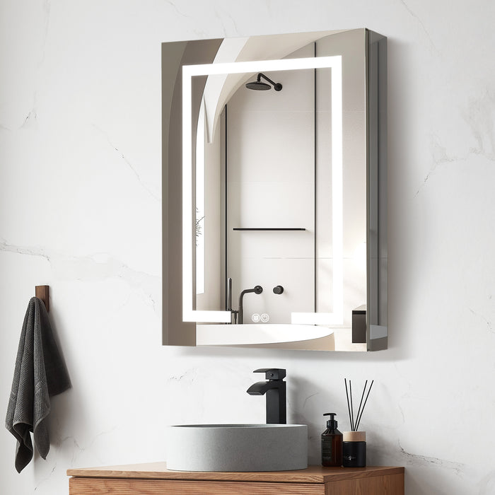 Loden 24x32 Lighted Medicine Cabinet – Modern Frameless LED Mirror with Aluminum Frame