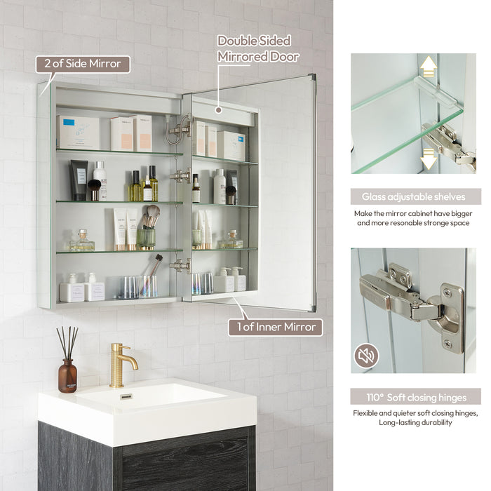 Loden 24x32 Lighted Medicine Cabinet – Modern Frameless LED Mirror with Aluminum Frame