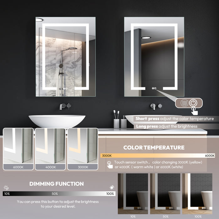 Loden 24x32 Lighted Medicine Cabinet – Modern Frameless LED Mirror with Aluminum Frame