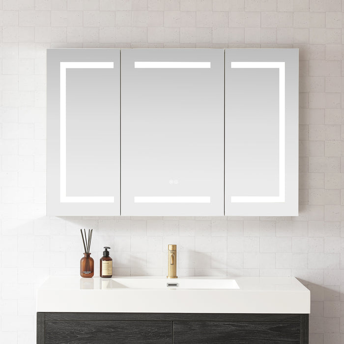 Loxley Lighted Bathroom Mirror Cabinet – 48" x 32" Aluminum Frameless Design with Soft-Close Doors