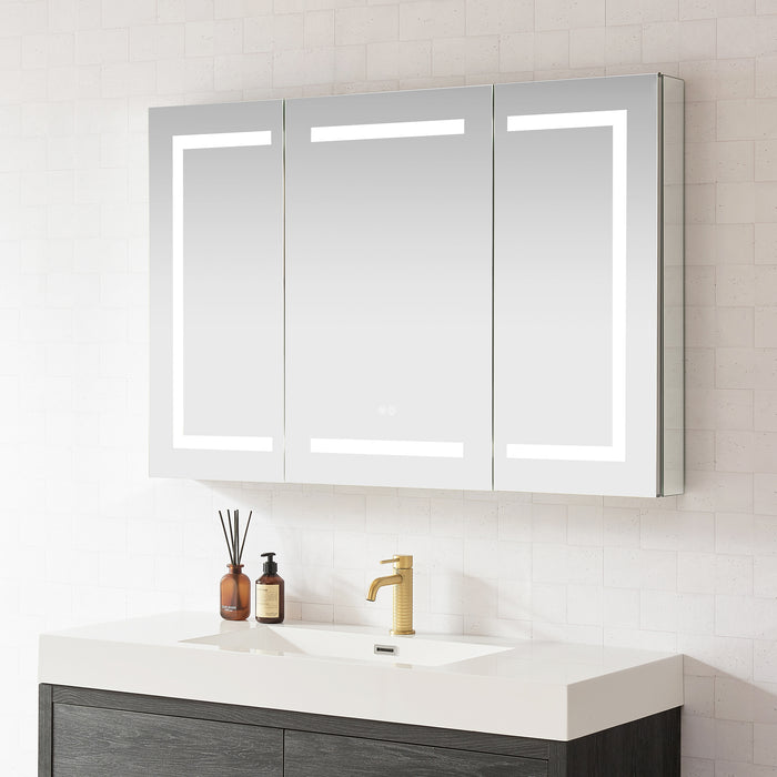 Loxley Lighted Bathroom Mirror Cabinet – 48" x 32" Aluminum Frameless Design with Soft-Close Doors