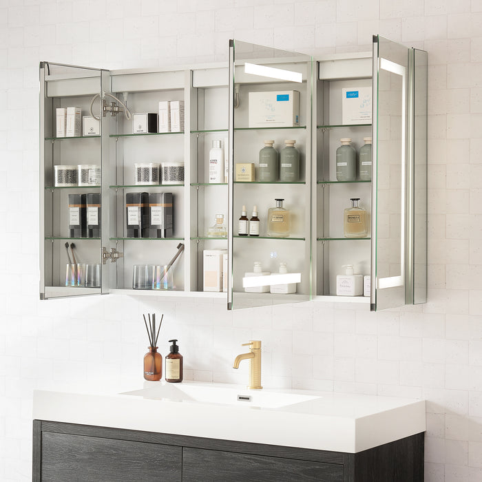 Loxley Lighted Bathroom Mirror Cabinet – 48" x 32" Aluminum Frameless Design with Soft-Close Doors