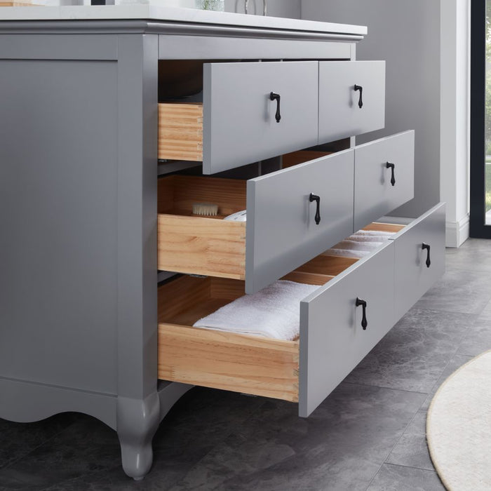 Kristy 48" Cadet Solid Wood Single Sink Vanity with Soft Close Drawers & Stone Top