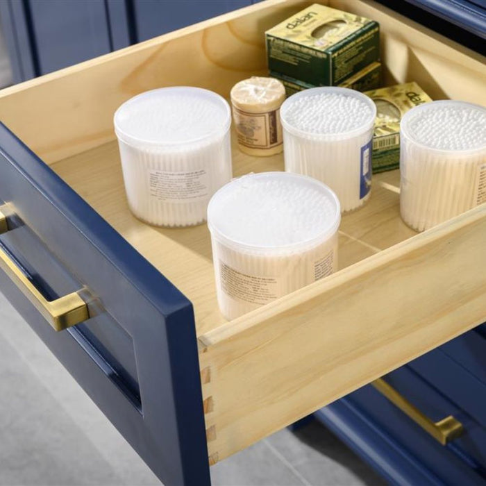 Packer 80" Blue Bathroom Vanity – Quartz Top, Storage Drawers & Doors