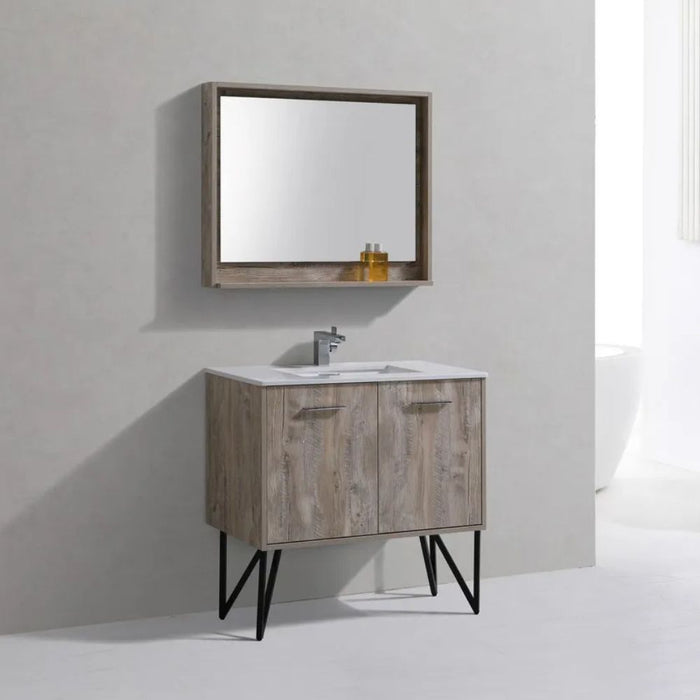 Regius 36" Modern Bathroom Vanity Set with Quartz Top and Mirror - Undermount Sink with Soft-Close Hardware