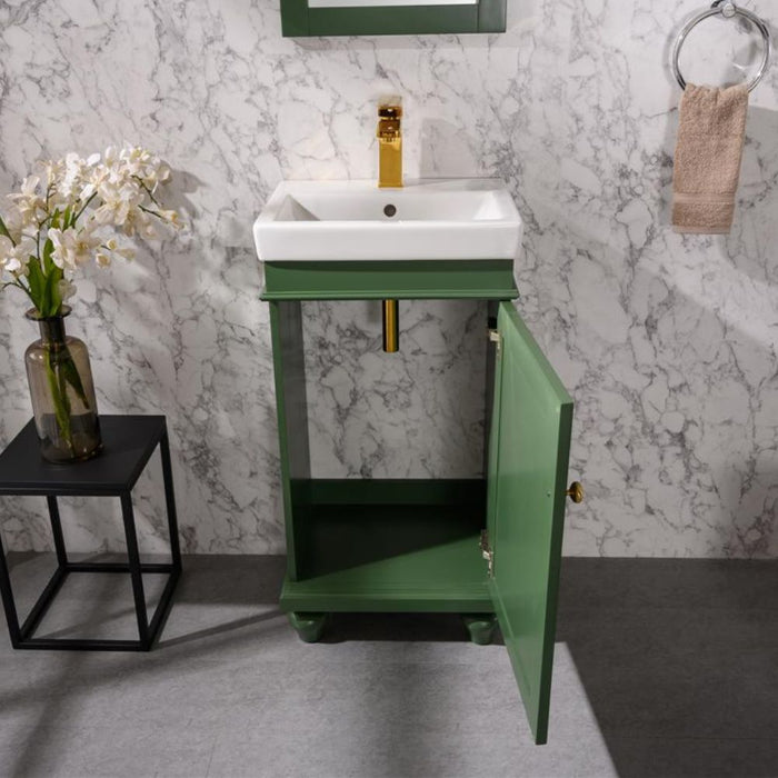 Bellamy 18" Green White Ceramic Sink Vanity – Compact Single Faucet Hole Design