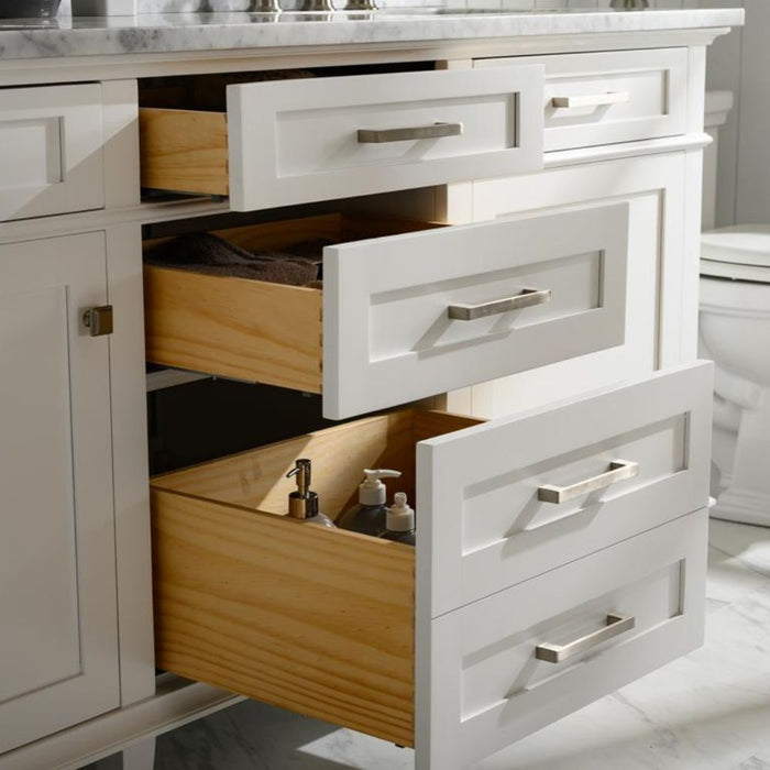 Ilene 72" Wood Double Vanity White – Sleek Design, Marble Countertop
