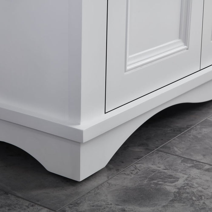Eliane 72" Classic White Solid Wood Double Sink Bathroom Vanity with 1" Artificial Stone Top & Soft Close Drawers