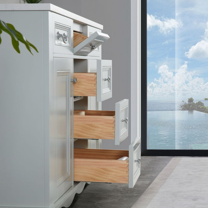 Edouard 48" Silver Strand Solid Wood Bathroom Vanity with Artificial Stone Top & Soft-Close Drawers