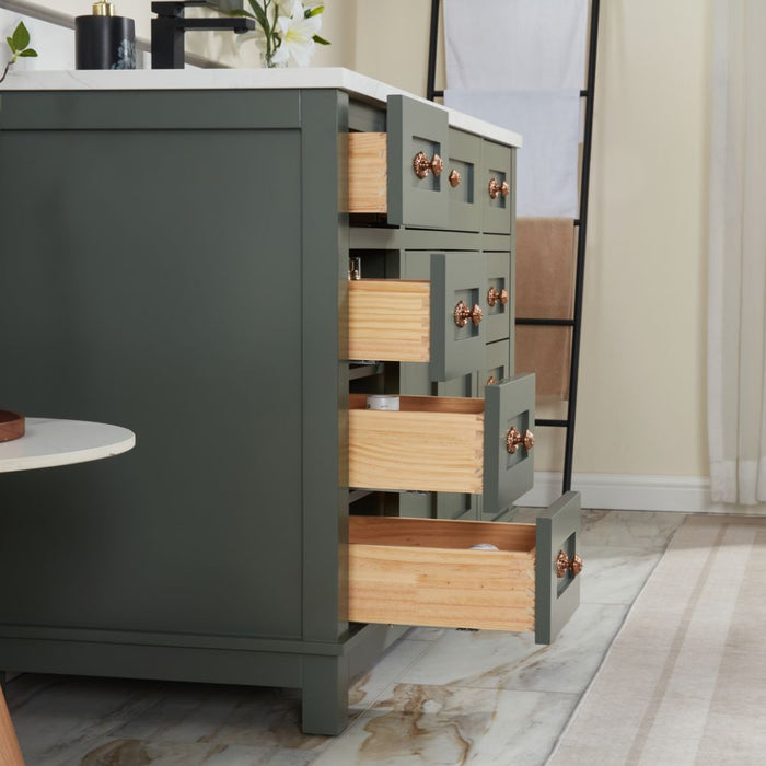 Nikko 48" Pewter Green Solid Wood Sink Vanity with Artificial Stone Countertop