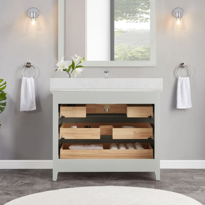 Sumner 42" Silver Strand Solid Wood Bathroom Vanity with 1" Artificial Stone Countertop