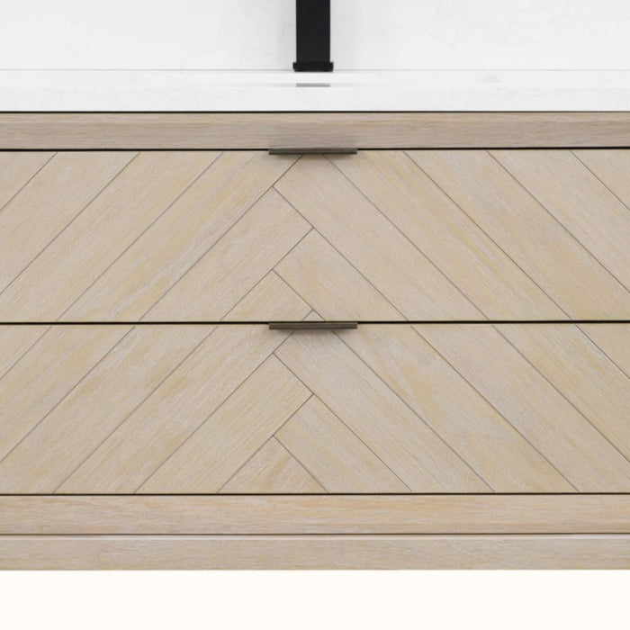 Dalini 36" Single Sink Vanity in Whitewashed Oak Finish – 1" Artificial Stone Countertop with Soft-Close Drawers