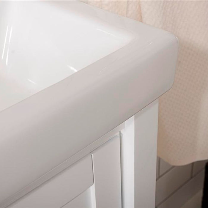Boheme 18" White Ceramic Bathroom Vanity Cabinet – Pre-Drilled Single Hole Top