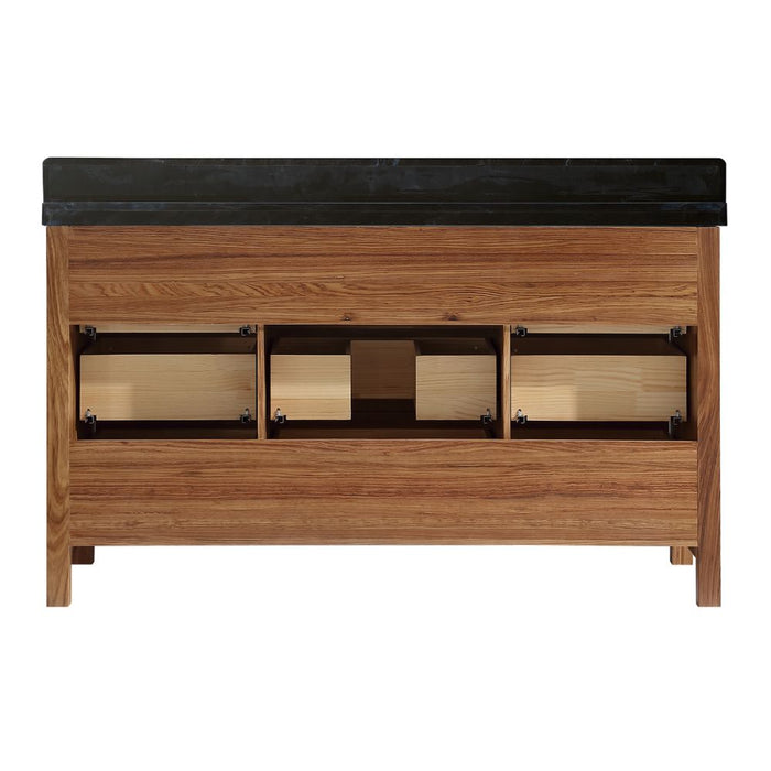 Pandora 60" Single Sink Vanity Black Natural Marble – Traditional Wood Bathroom Cabinet
