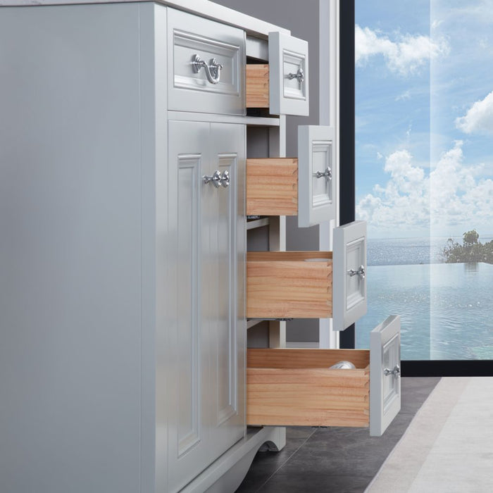 Selby 36" Silver Strand Bathroom Vanity - Solid Wood with Artificial Stone Top & Soft Close Drawers