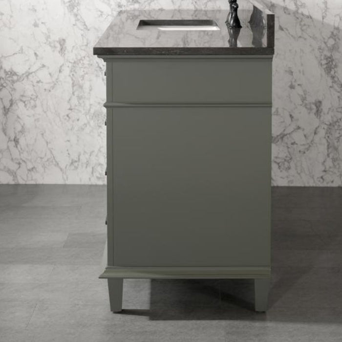 Rosie 60" Vanity Cabinet in Pewter Green – Blue Limestone Top, Modern Style
