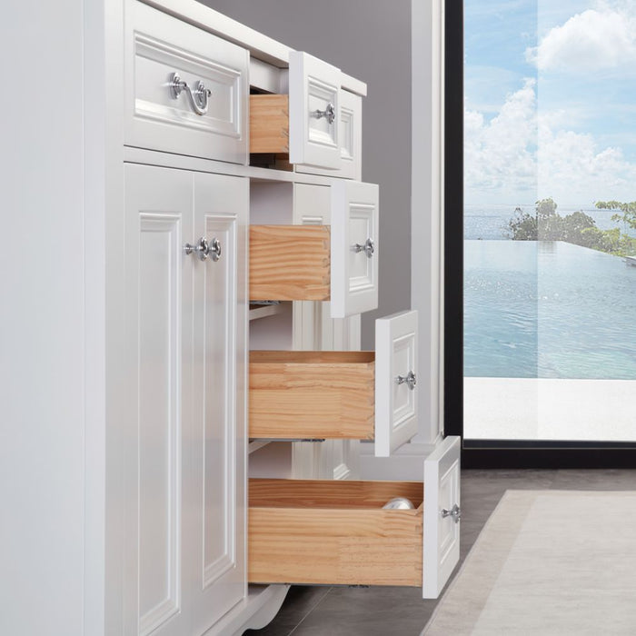 Petronelle 60" Solid Wood White Traditional Bathroom Vanity - Artificial Stone Top with Soft Close Drawers