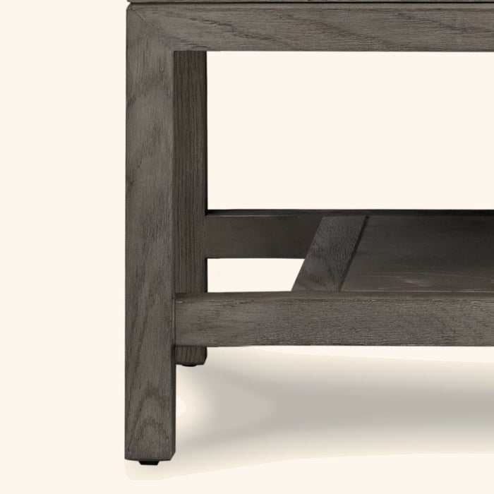 Janis Modern 36" Grey Oak Vanity on Legs with White Artificial Stone Top – 2-Drawer Bathroom Storage