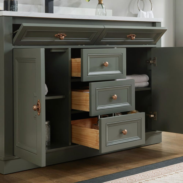 48" Jonesy Pewter Green Single Sink Wood Vanity - Undermount Basin & Artificial Stone Top