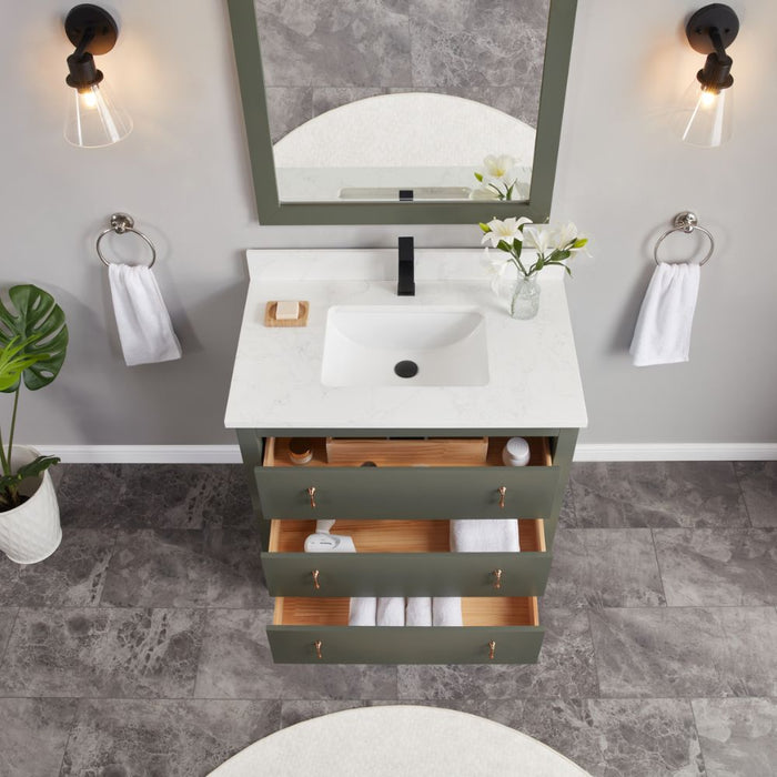 Fraizer 36" Green Wood Bathroom Vanity – Modern Design with Faux Stone Top